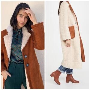 OOF 1950 Reversible Women's Faux Suede Effect Sherling Coat in Brown size‎ IT 46